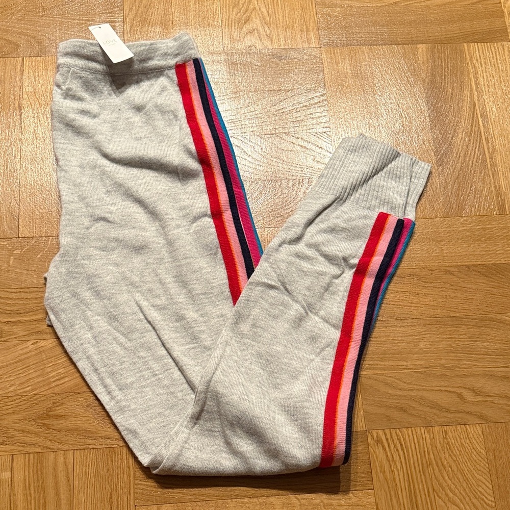 Women's Gray Joggers with Rainbow Stripes